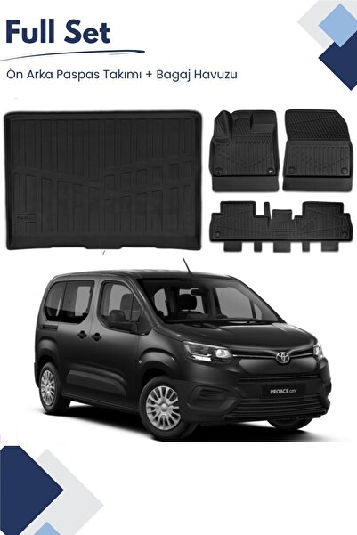 1_org_zoom-13867.jpg Toyota Proace City 2020 Model Tam Uyumlu Paspas+Bagaj Havuzu Seti - Görsel 1