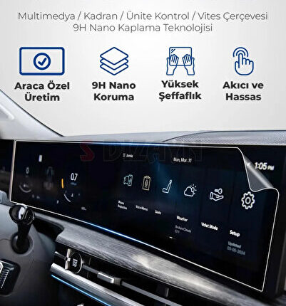 S-Dizayn Toyota Proace City 8 İnç 9H Nano Multimedya Ekran Koruyucu (MAT) 2024-2025 A+ Kalite