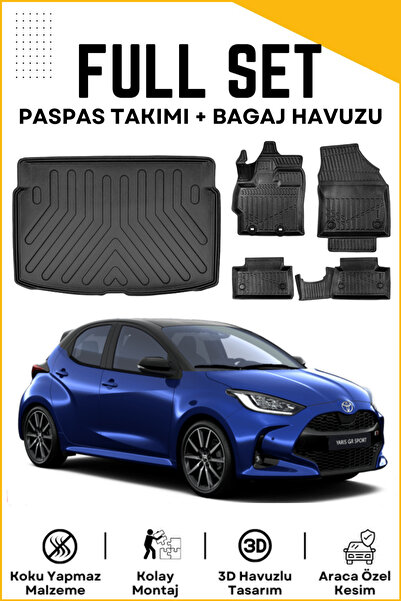 1_org_zoom-14185.jpg Toyota Yaris 2023 Model Birebir Uyumlu Bagaj Havuzu+Paspas Seti - Görsel 1