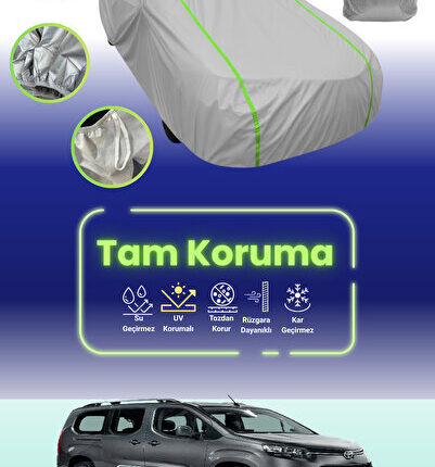 Gri Neon Fitilli Toyota Proace City Verso Swb Uyumlu Araba Brandası Koruma Örtüsü