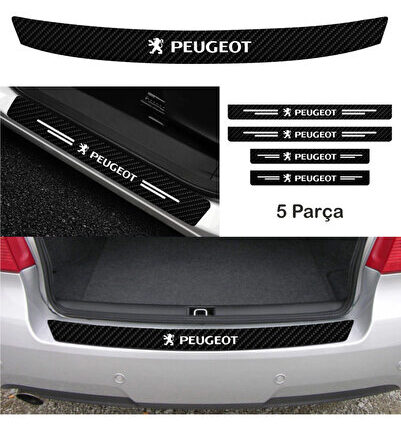 Peugeot Rifter İçin Uyumlu Aksesuar Oto Bağaj Ve Kapı Eşiği Sticker Set Karbon