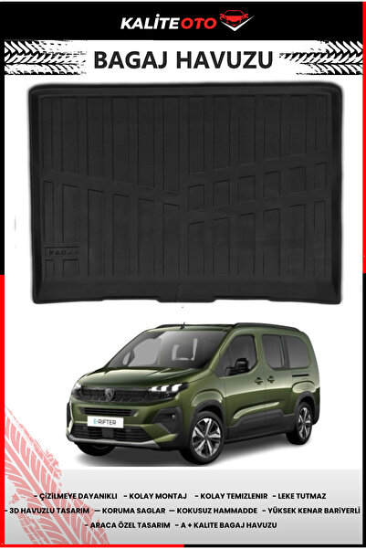 1_org_zoom-15734.jpg Peugeot Rifter 2023 Model Yeni Logolu 4D Araca Özel Bagaj Havuzu Paspası - Görsel 1