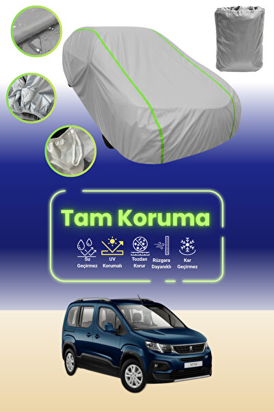 1_org_zoom-15921.jpg Gri Neon Fitilli Peugeot Rıfter 2018 - 2021 Uyumlu Araba Brandası Koruma Örtüsü - Görsel 1