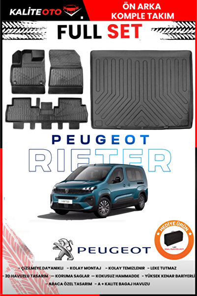 1_org_zoom-15950.jpg Peugeot Rifter 2020 Model Seperatörsüz Bagaj Havuzu+Paspas Takımı Full Set+Hediyeli - Görsel 1