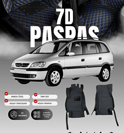 Opel Zafira (2000-2006) 7D Deri Havuzlu Oto Paspas | Tam Koruma,Araca Özel Kesim & Hızlı Montaj