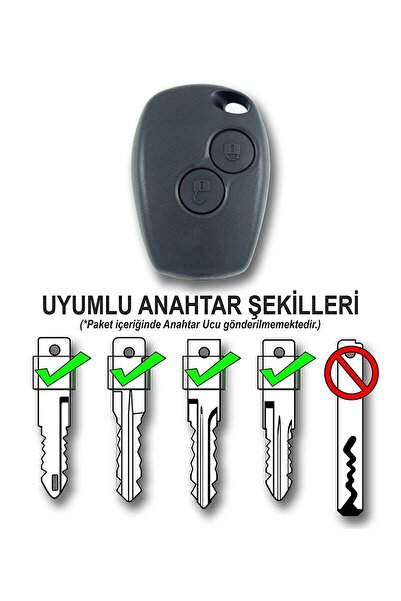 1_org_zoom-19608.jpg Renault Trafic Master Kangoo Dacia Sandero Duster Kumanda Kabı 2 Buton Araba Anahtarı Oto Anahtar - Görsel 1