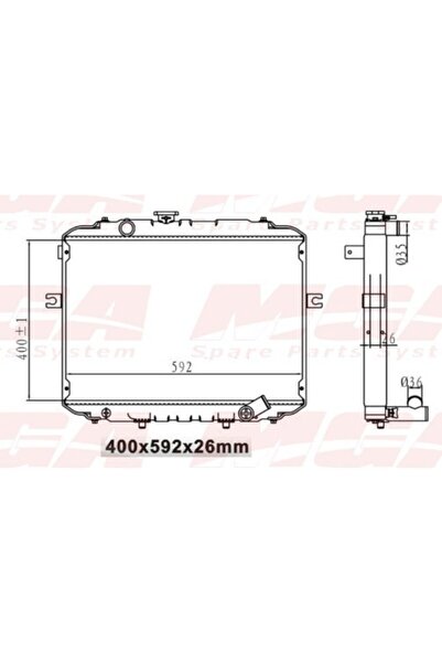 1_org_zoom-22203.jpg Su Radyatoru (Brazing) - (Hyundai: H100 Kamyonet 9703 ) (400X592X26) (806021) - Mga-80221 - Görsel 1