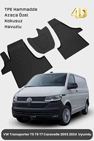 1_org_zoom-2293.jpg Volkswagen Transporter T5 T6 T7 Caravelle 2003 2024 Uyumlu Paspas Araca Özel 4D Havuzlu Oto Paspas - Görsel 1