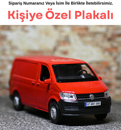 Volkswagen Transporter Metal Oyuncak Araba - Kişiye Özel Hediye Plakalı - Kırmızı