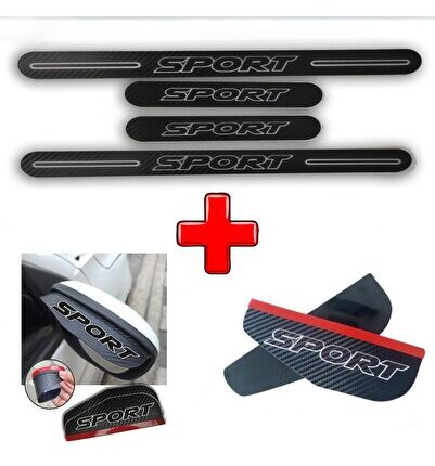 Volkswagen Transporter İle Uyumlu CARBON SPORT CARBON SPORT Kapı Eşiği + Ayna Yağmur Koruyucu