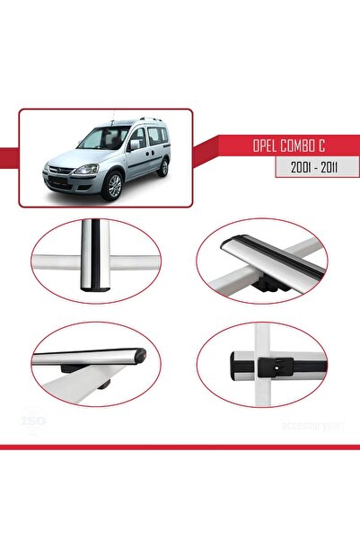 1_org_zoom-25163.jpg Opel Combo C 2001-2011 Arası ile Uyumlu BASIC Model Ara Atkı Tavan Barı Gri 4 Adet - Görsel 1