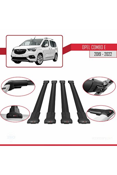 1_org_zoom-25236.jpg Opel Combo E 2019-2022 Arası ile Uyumlu FLY Model Ara Atkı Tavan Barı Siyah 4 Adet - Görsel 1