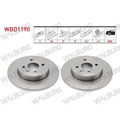 Opel Combo C 1.3 Cdti - 1.7 Cdti - 2001-2006 I Arka DUZ 4 BJN 264X10X57X42,1 Fren Diski