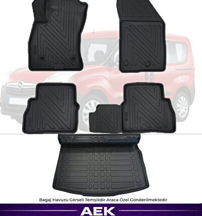 OPEL COMBO 2011-2018 5D KARBON PASPAS TAKIMI +3D PVC BAGAJ HAVUZU SET