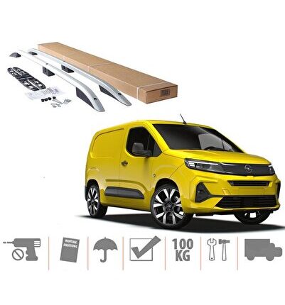 Opel Combo Maxi Van Üst Port Bagaj Tavan Çıtası Gri 2019 Sonrası