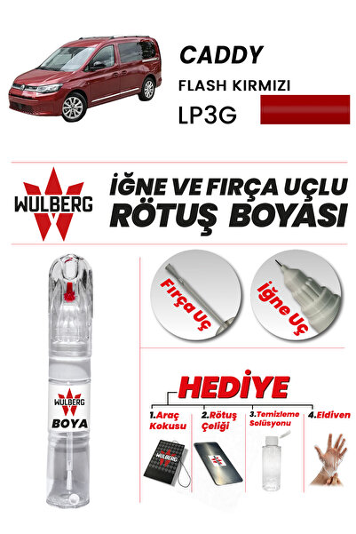 1_org_zoom-2679.jpg Volkswagen Caddy Flash Kırmızı LP3G Rötuş Boya 25 ml İğne & Fırça Uçlu Kalıcı Çizik Giderici - Görsel 1