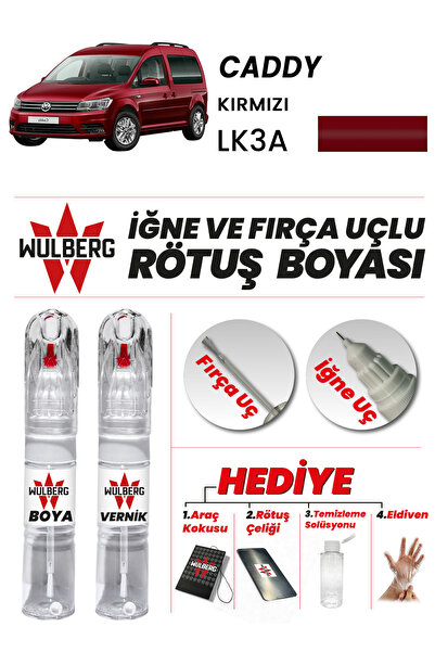 1_org_zoom-2689.jpg Volkswagen Caddy Kırmızı LK3A Rötuş Boya 25 ml + Vernik İğne & Fırça Uçlu Kalıcı Çizik Giderici - Görsel 1