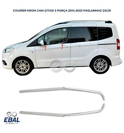 Ford Tourneo Courier Krom Cam Çıtası 2 Parça Uyumlu 2014-2023 Paslanmaz Çelik