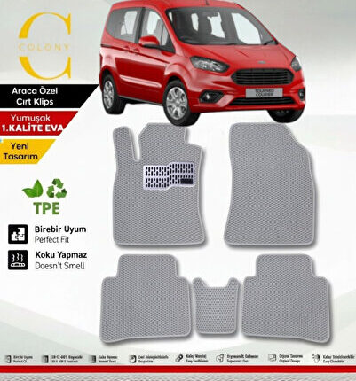 Ford Courier 2013-2023 Hücreli Premium 1.Kalite Eva Paspas Seti Paspas Takımı & Metal Topukluk