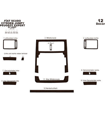 Fiat Scudo Expert Jumpy Konsol-Torpido Kaplama 2007 12 Parça