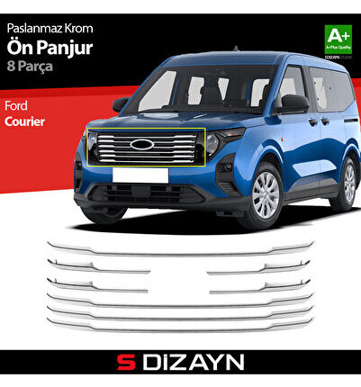 S-Dizayn Ford Courier Krom Ön Panjur 8 Prç. 2023 Üzeri A+ Kalite 5922180