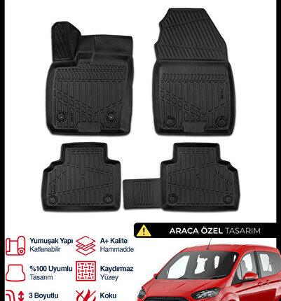 S-Dizayn Ford Courier 3D Pro Havuzlu Paspas 2014-2022 A+ Kalite 3DS-SDZ057