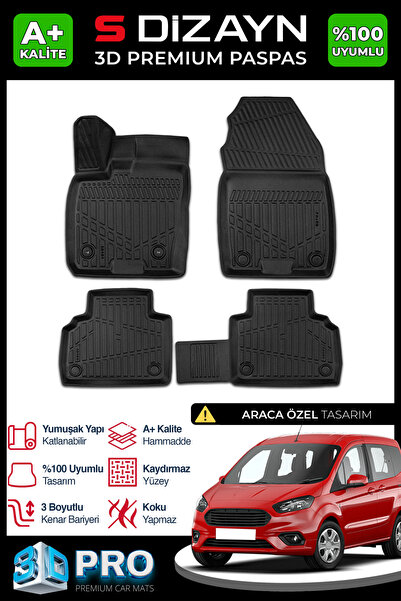 1_org_zoom-5409.jpg S-Dizayn Ford Courier 3D Pro Havuzlu Paspas 2014-2022 A+ Kalite 3DS-SDZ057 - Görsel 1