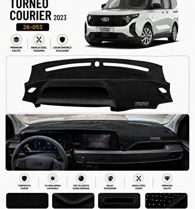 FORD COURİER (2023+) Torpido Örtüsü Ön Panel Torpido Koruma Tam Uyum Çatlamayı Önler Kolay Montaj