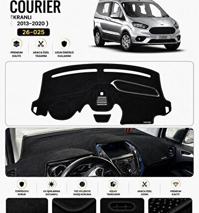 FORD COURİER (2013-2020) EKRANLI Torpido Örtüsü Torpido Koruma Tam Uyum Çatlamayı Önler Kolay Montaj