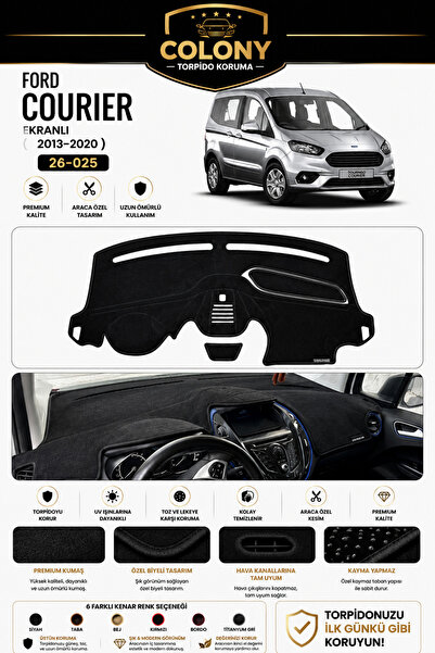 1_org_zoom-5430.jpg FORD COURİER (2013-2020) EKRANLI Torpido Örtüsü Torpido Koruma Tam Uyum Çatlamayı Önler Kolay Montaj - Görsel 1