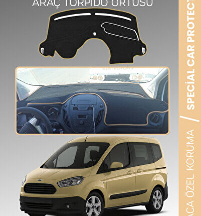 Ford Courier (2013-2020) EKRANSIZ Torpido Örtüsü Panel Koruma Tam Uyum Çatlamayı Önler Kolay Montaj-BEJ