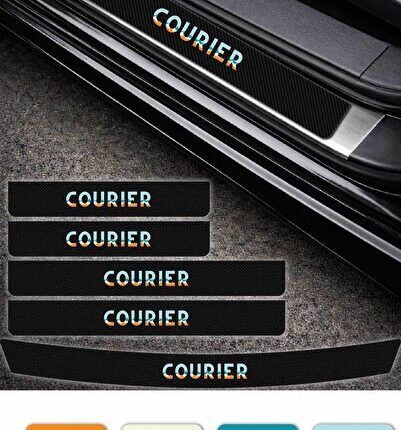 Ford Courier Kapı Eşiği Karbon Koruyucu – Courier Modeline Uyumlu 5 Parça Renkli Baskılı Set