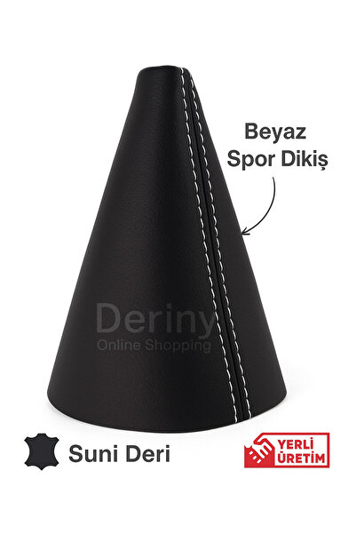 1_org_zoom-5723.jpg Peugeot Rifter Siyah Deri Üzerine Beyaz Spor Dikişli Vites Körüğü - Görsel 1