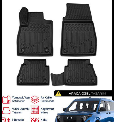 S-Dizayn Ford Courier 3D Pro Havuzlu Paspas 2023 Üzeri A+ Kalite 3DS-SDZ087