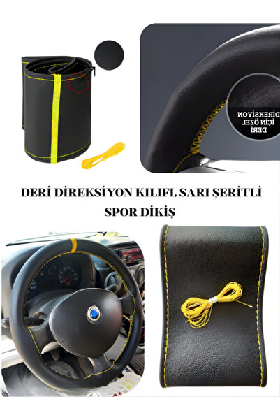 1_org_zoom-5958.jpg Peugeot Rifter Deri Direksiyon Kılıfı Prime Kalite, Üç Renk Şeritli Spor Dikiş - Görsel 1