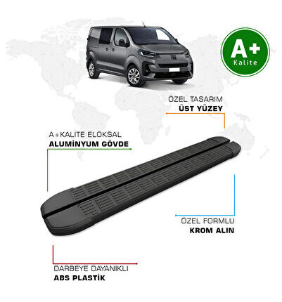 Fiat Scudo Yan Basamak Kısa Şasi 2022 Model ve Sonrası S-Line Siyah