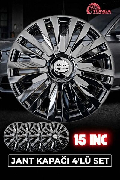 1_org_zoom-6258.jpg Ford Tourneo Courier 15 İnç Jant Kapağı 4'lü Set Piano Black + 4 Amblem + 8 Cırt Kelepçe - Görsel 1