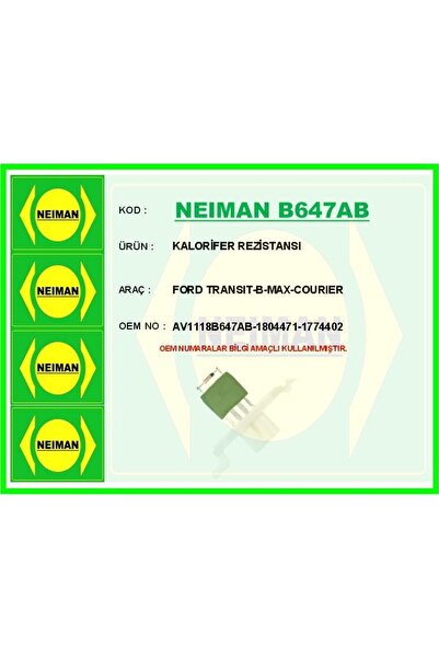 1_org_zoom-6723.jpg KALORİFER REZİSTANSI FORD TRANSIT-CUSTOM-COURIER-FOCUS-KUGA-BMAX-CMAX 10> - Görsel 1