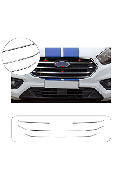 1_org_zoom-7507.jpg Ford Custom Uyumlu 2018-2024 Krom Ön Panjur 4 Parça Paslanmaz Çelik - Görsel 1