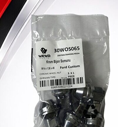 Krom Bijon Somunu Ford Custom UYUMLU 2007065 M14 x 1.50 x 45 (5'Lİ PAKET)