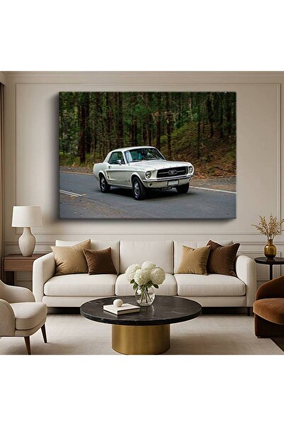 1_org_zoom-8827.jpg Ford Mustang 1967 Orman Kanvas Elegant Tablo Yolu Amerikan Klasiği Pony Elegant Tablo - Görsel 1