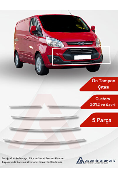 1_org_zoom-9087.jpg Ford Custom Van Ön Tampon Çıtası 5 Parça 2012-2017 Krom Paslanmaz Çelik - Görsel 1