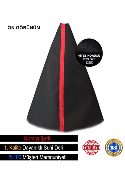 1_org_zoom-9279.jpg Fort CUSTOM 2012-2017 Uyumlu Siyah Deri Özel Tasarım Kırmızı Şerit Vites Körüğü - Görsel 1