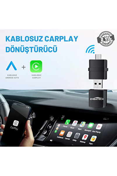 1_org_zoom-9646.jpg Araç Içi 2in1 Android ve Apple Cihazlar Için Kablosuz Android Auto ve Carplay Adaptörü (EMT-006) - Görsel 1