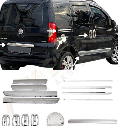 FİAT FİORİNO 2007+ 5'Lİ KROM SET ( YAN KAPI ÇITASI-SÜRGÜ ÇITASI-DEPO KAPAĞI-KAPI KOL-BAGAJ ÇITA)
