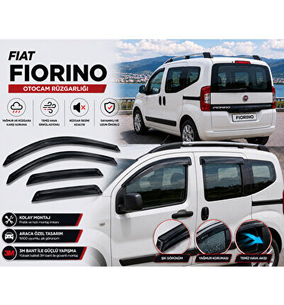 Fiorino Bipper Nemo Uyumlu Piano Black Cam Rüzgarlığı 4 Lü Set